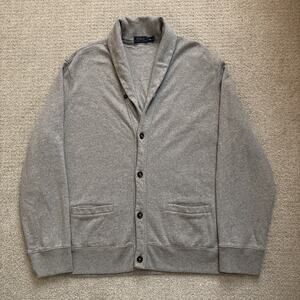 Polo Ralph Lauren Cardigan Mens Sz XXL Gray Shawl Collar Lined Sweater Soft